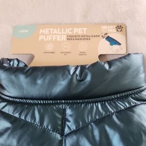 Metallic Dog Puffer Coat - Blue